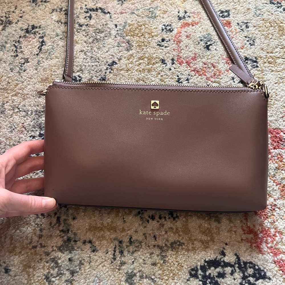 Kate Spade Brown Leather Crossbody Bag with Minimalist Design